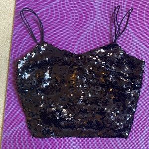 Black Sequin Cami Top